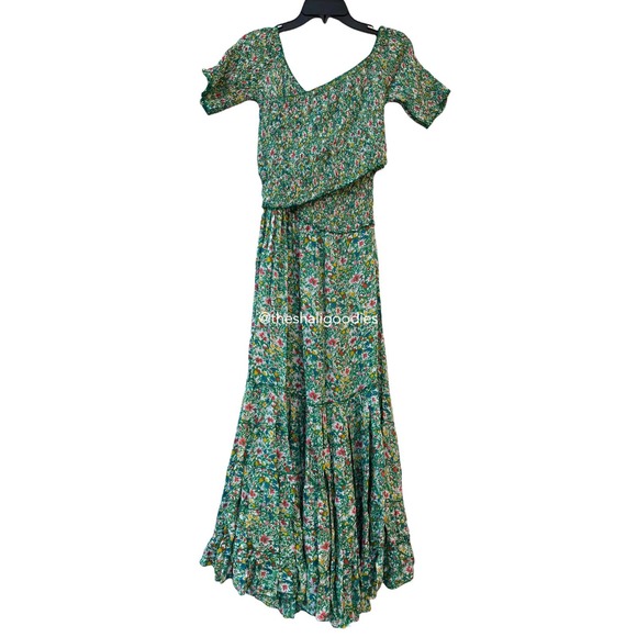 🚫SOLD🚫POUPETTE ST BARTH Soledad Midi Dress Green Floral Maxi - Picture 3 of 7